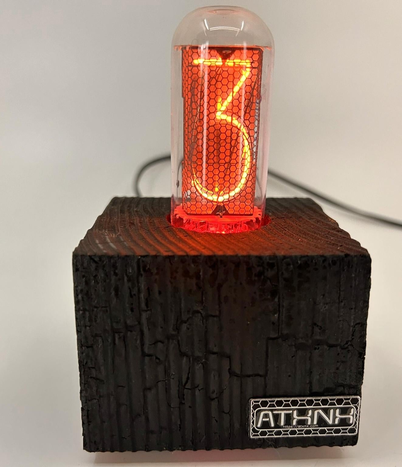 Shou Sugi Ban Black Single Nixie Tube Clock (Large) - Nixie Clock - Vintage Retro Table Clock - Gift for him - Nixie