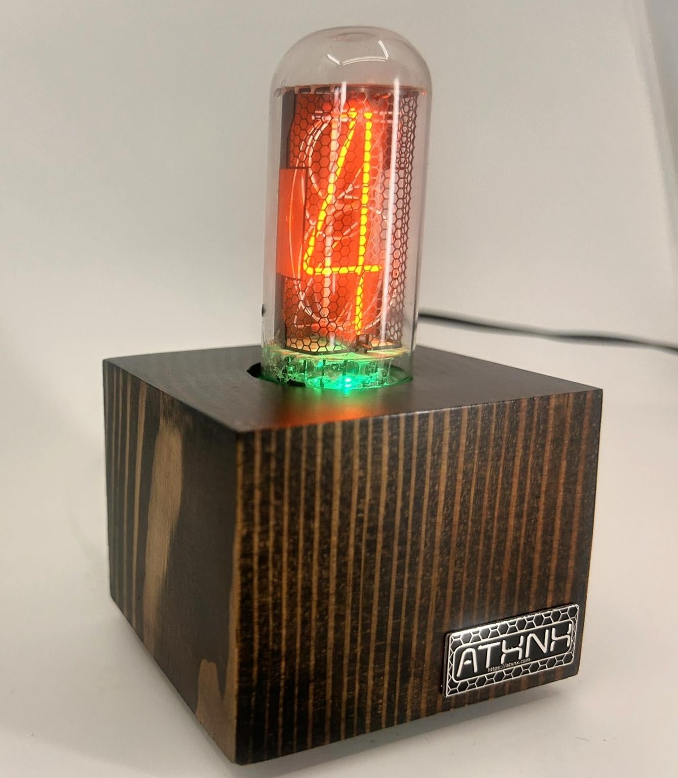 Pine Single Nixie Tube Clock (Large) - Vintage Retro Table Clock - Gift - Graduation - Wedding - Nixie