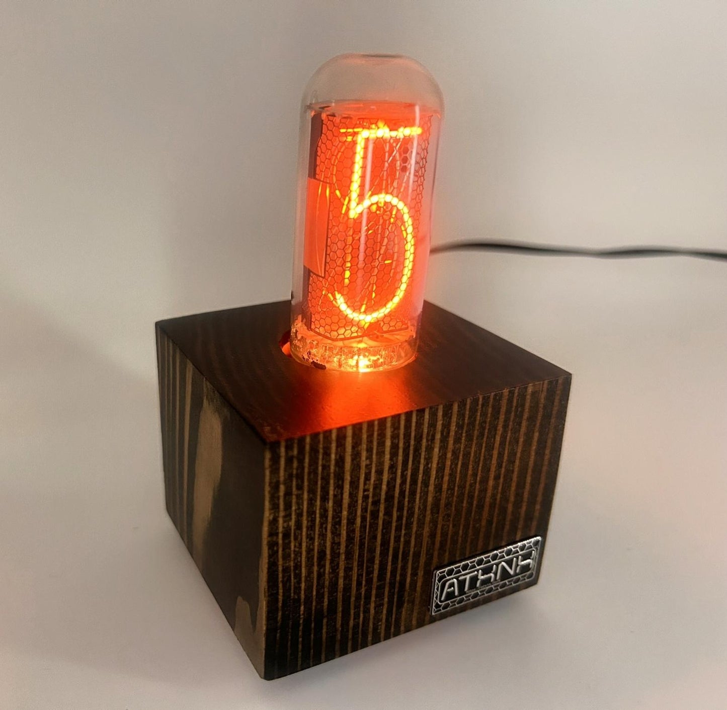 Pine Single Nixie Tube Clock (Large) - Vintage Retro Table Clock - Gift - Graduation - Wedding - Nixie